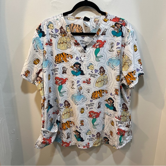 Disney Princess Friendship Goals V-Neck Scrub Top - Picture 2 of 6